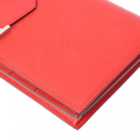 HERMES Bearn Souffl Rouge Tomato D around Vaux Epson Long Wallet - Picture 8 of 12